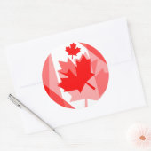 Sticker Rond Style canadien Feuille d'érable rouge en couches C (Enveloppe)