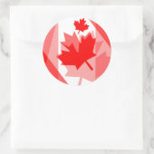 Sticker Rond Style canadien Feuille d'érable rouge en couches C (Sac)
