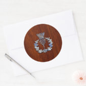 Sticker Rond Style Chrome et acajou bois écossais chardon (Enveloppe)