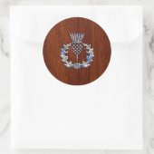 Sticker Rond Style Chrome et acajou bois écossais chardon (Sac)