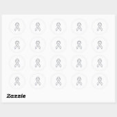 Sticker Rond Style Chrome White Ribbon Sensibilisation (Feuille)