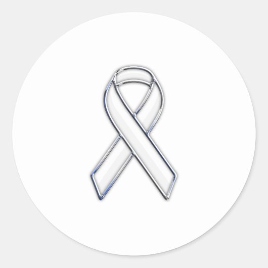Sticker Rond Style Chrome White Ribbon Sensibilisation (Devant)