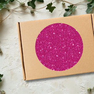 Sticker Rond Style Classique de la Saint-Valentin Rose Pailleté