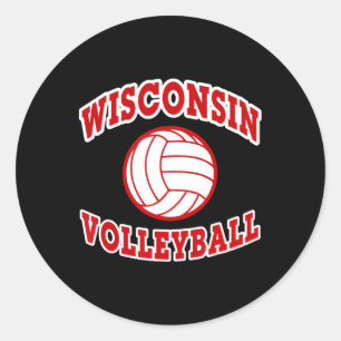 Sticker Rond Style classique de volley-ball Wisconsin