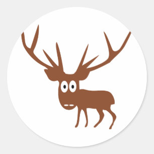 Sticker Rond style comique de cerf mignon