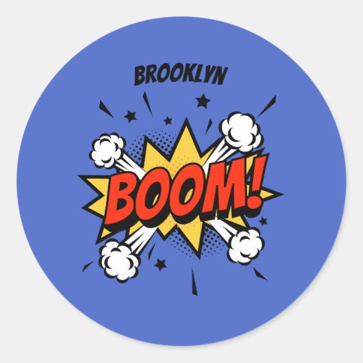 Sticker Rond Style comique fun boom typographie pop art (Devant)