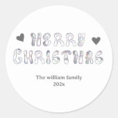 Sticker Rond Style comique moderne noir et blanc Joyeux Noël (Devant)