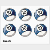 Sticker Rond Style comique Numéro 10 Billard Ball (Feuille)