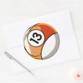 Sticker Rond Style comique Numéro 13 Billards Ball (Enveloppe)