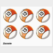 Sticker Rond Style comique Numéro 13 Billards Ball (Feuille)