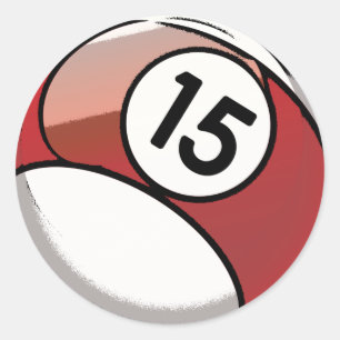 Sticker Rond Style comique Numéro 15 Billard Ball