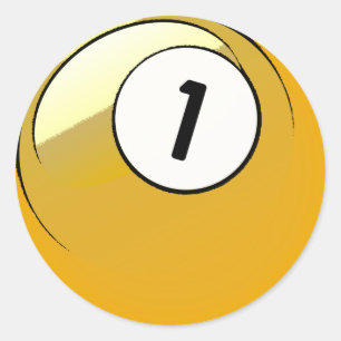 Sticker Rond Style comique Numéro 1 Billard Ball
