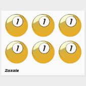 Sticker Rond Style comique Numéro 1 Billard Ball (Feuille)