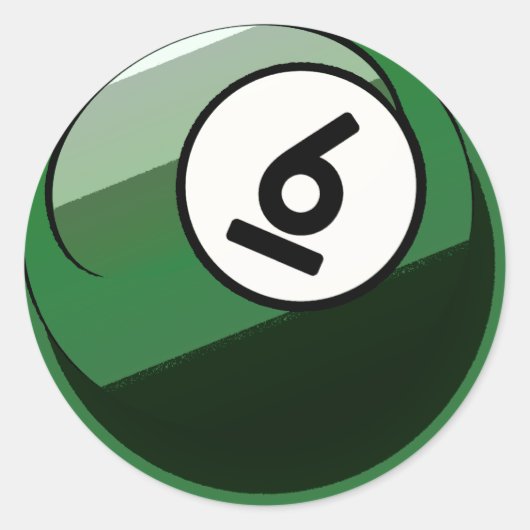 Sticker Rond Style comique Numéro 6 Billard Ball (Devant)