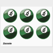 Sticker Rond Style comique Numéro 6 Billard Ball (Feuille)