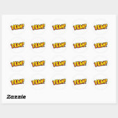 Sticker Rond Style comique Ouais Texte Graphique en gras Jaune (Feuille)