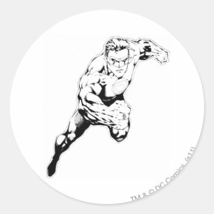 Sticker Rond Style comique - saut rapide, noir et blanc