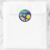 Sticker Rond Style Crayon modifiable - Voyage système solaire (Sac)