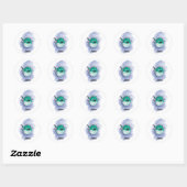 Sticker Rond style d'aquarelle de poisson vert (Feuille)