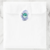 Sticker Rond style d'aquarelle de poisson vert (Sac)