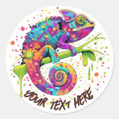 Sticker Rond Style d'aquarelle des teintures Chameleon (Devant)