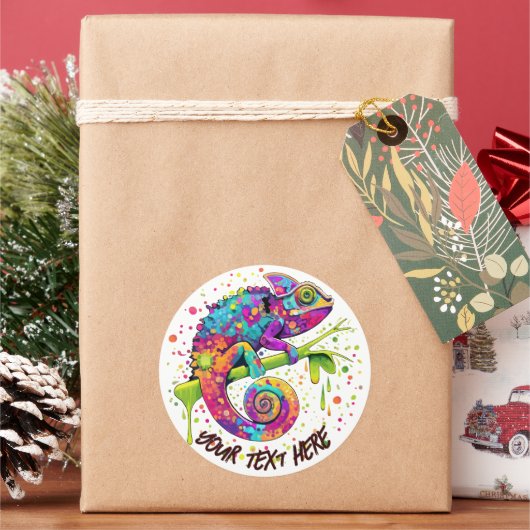 Sticker Rond Style d'aquarelle des teintures Chameleon (vacances)