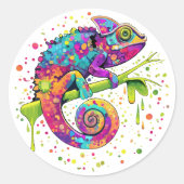 Sticker Rond Style d'aquarelle des teintures Chameleon (Devant)