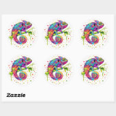 Sticker Rond Style d'aquarelle des teintures Chameleon (Feuille)