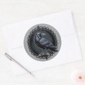 Sticker Rond Style Dark Academia Corbeau Gothique (Enveloppe)