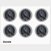 Sticker Rond Style Dark Academia Corbeau Gothique (Feuille)
