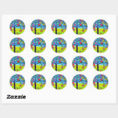 Sticker Rond style d'art populaire mexicain Arbre de vie (Feuille)