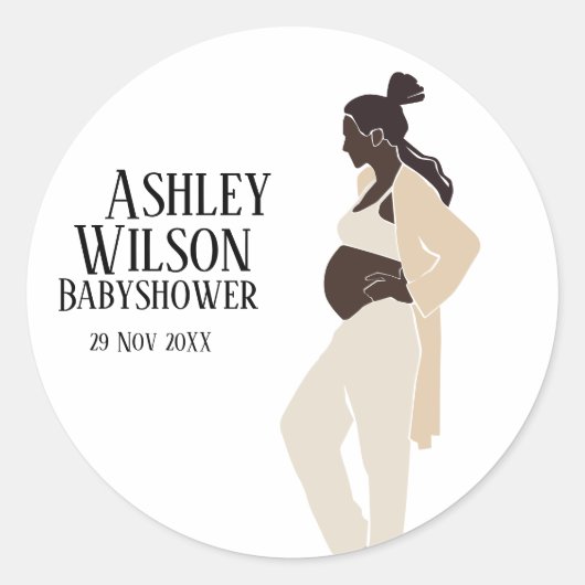 Sticker Rond Style de Baby shower de grossesse (Devant)