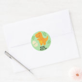 Sticker Rond Style de crayon éditable – Dino tout-puissant (Enveloppe)