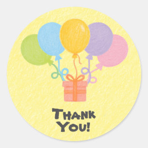 Sticker Rond Style de crayon modifiable – Anniversaire Balloon