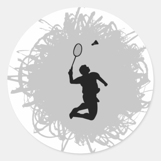 Sticker Rond Style de crible de Badminton (Devant)