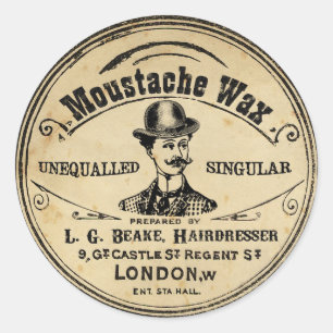 Sticker Rond Style de cru d'autocollants de cire de moustache