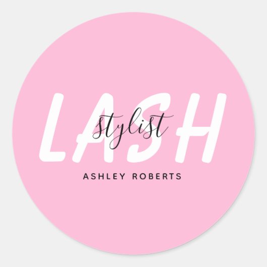 Sticker Rond Style de fouille moderne rose (Devant)