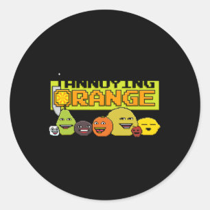 Sticker Rond Style de jeu vidéo 8 bits orange