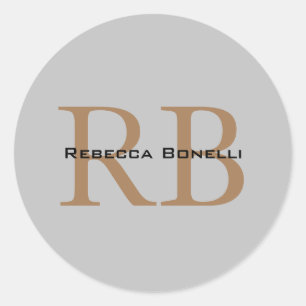 Sticker Rond Style de lettre de monogramme minimaliste tendance