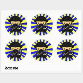 Sticker Rond Style de Ninja Kawaii de singe (Feuille)