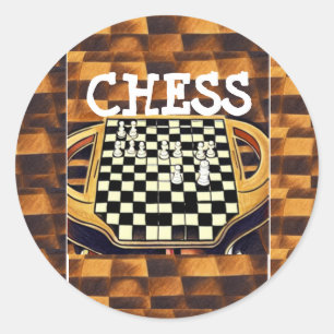 STICKER ROND STYLE DE PLAT DE JEU D'ÉCHECS