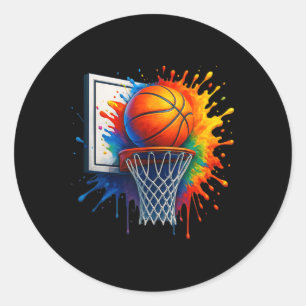 Sticker Rond Style De Rue De Basketball Coloré Avec Graffiti Dr