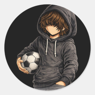 Sticker Rond Style de sweat-shirt Rock On Soccer Footll 