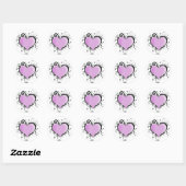Sticker Rond Style de tatouage au coeur violet avec fleurs (Feuille)