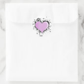 Sticker Rond Style de tatouage au coeur violet avec fleurs (Sac)