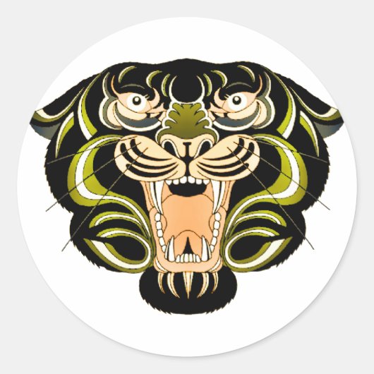 Sticker Rond Style de tigre 1 (Devant)