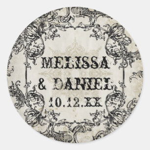Sticker Rond Style de typographie Gravures Polices Flouris de s