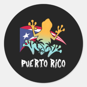 Sticker Rond Style détendu Porto Rico Frog Porto Rico