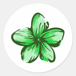Sticker Rond Style d'Hawaï de fleur de Plumeria