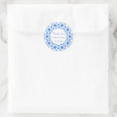 Sticker Rond Style élégant simple Fleur Bleue Blanc style (Sac)